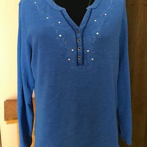 Christopher & Banks Medium Blue Knit Top